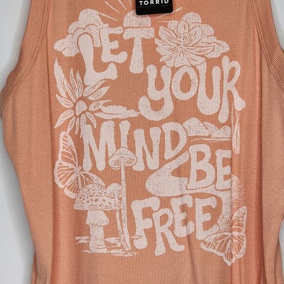 1X 14W 16W Torrid Peach Be Free Fitted Cotton Rib Tank Modal Crew Neck Mushroom - Picture 6 of 7
